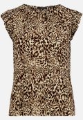 T-Shirt  gerafft mit Leoprint  / Vorderseite