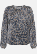 Satinbluse   langarm mit Blumen  / Vorderseite