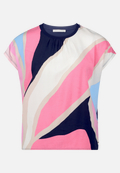Patchwork-Shirt mit Raffung / Vorderseite