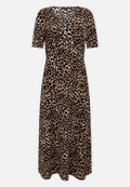Maxikleid  kurzarm mit Leoprint  / Vorderseite