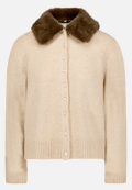 Strickjacke mit Kunstfellkragen / Vorderseite
