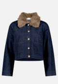Jeansjacke mit Kunstfellkragen / Vorderseite