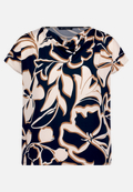 Shirt  mit Wasserfallausschnitt und Blumen / Vorderseite