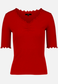 T-Shirt mit gerafftem Ausschnitt / Vorderseite