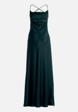 Abendkleid mit Wasserfallausschnitt / Rückseite