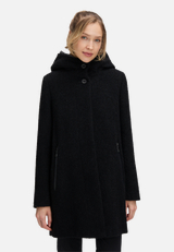 Wolljacke mit Kapuze / Modellfoto Vorderseite