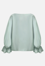 Satin-Bluse mit U-Boot-Ausschnitt / Rückseite