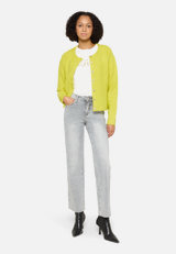 Strick-Cardigan mit Rundhalsausschnitt / Modellfoto Vorderseite (Outfit)