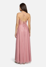 Abendkleid im Glitzer-Look / Modellfoto Rückseite