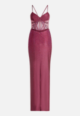 Abendkleid im Glitzer-Look / Rückseite