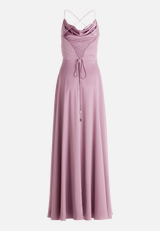 Abendkleid mit Wasserfallausschnitt / Rückseite