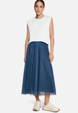Tüllrock  Midi mit Gummibund  / Modellfoto Vorderseite (Outfit)