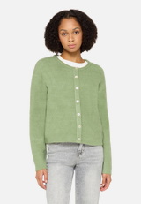 Strick-Cardigan mit Rundhalsausschnitt / Modellfoto Vorderseite