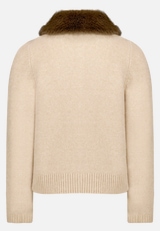 Strickjacke mit Kunstfellkragen / Rückseite