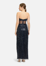 Abendkleid mit Pailletten / Modellfoto Rückseite