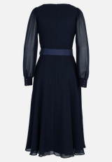 Cocktailkleid mit Gürtel / Rückseite