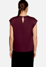 Satin-Bluse  mit Rundhalsausschnitt / Modellfoto Rückseite