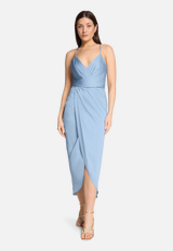 Abendkleid mit Raffung / Modellfoto Vorderseite