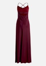 Abendkleid mit Wasserfallausschnitt / Rückseite