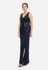 Abendkleid mit Volant / Modellfoto Vorderseite