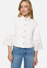 Blazer-Jacke  mit Lochmuster / Modellfoto Vorderseite