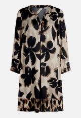 Tunika-Kleid  langarm mit Blumen  / Vorderseite