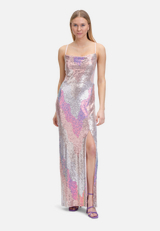 Abendkleid mit Pailletten / Modellfoto Vorderseite