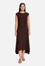 Midikleid mit Raffung / Modellfoto Vorderseite