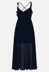 Abendkleid mit Volant / Rückseite