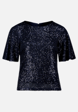 Pailletten-Bluse mit Flügelärmeln / Vorderseite