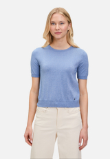 Feinstrickpullover mit Lurexfaden / Modellfoto Vorderseite