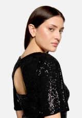 Pailletten-Bluse mit Flügelärmeln / Detailbild