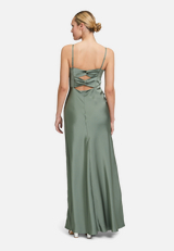 Abendkleid schmal geschnitten / Modellfoto Rückseite