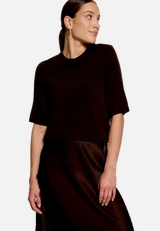Basic-Strickpullover  kurzarm / Modellfoto Vorderseite