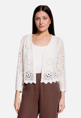 Sommer-Strickjacke mit 3/4 Arm / Modellfoto Vorderseite