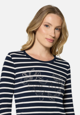 Ringelshirt mit Schmucksteinen / Detailbild