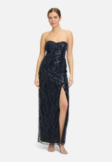 Abendkleid mit Pailletten / Modellfoto Vorderseite