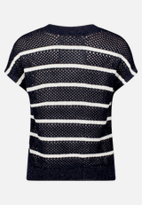 Lochstrick-Pullover mit Streifen / Rückseite