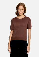 Feinstrickpullover mit Lurexfaden / Modellfoto Vorderseite