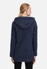 Wolljacke mit Kapuze / Modellfoto Rückseite