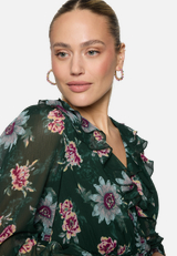 Maxikleid  langarm mit Blumen  / Detailbild