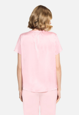 Satin-Bluse kurzarm / Modellfoto Rückseite