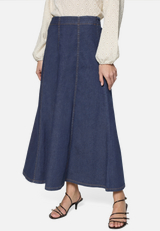 Jeansrock  Maxi in A-Linie / Modellfoto Vorderseite