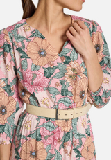 Blumenkleid Maxi mit Gürtel / Detailbild