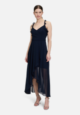 Abendkleid mit Volant / Modellfoto Vorderseite