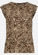 T-Shirt  gerafft mit Leoprint  / Vorderseite