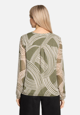 Schlupfbluse mit Print / Modellfoto Rückseite