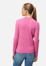 Feinstrickpullover mit hohem Kragen / Modellfoto Rückseite