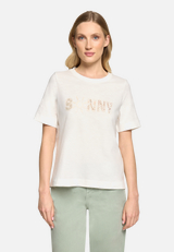 Printshirt mit Rundhalsausschnitt / Modellfoto Vorderseite