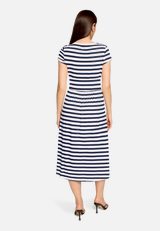 Jerseykleid mit Streifen / Modellfoto Rückseite
